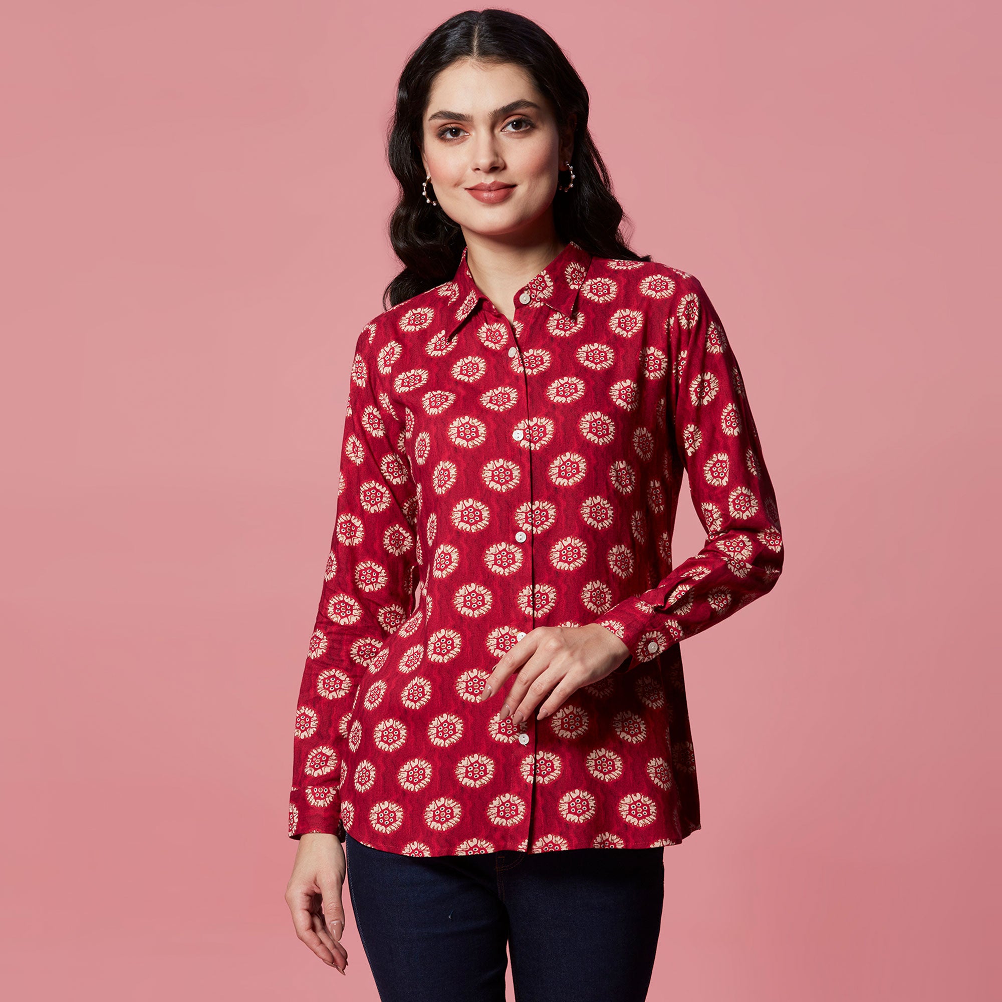 Pink Floral Printed Pure Cotton Top