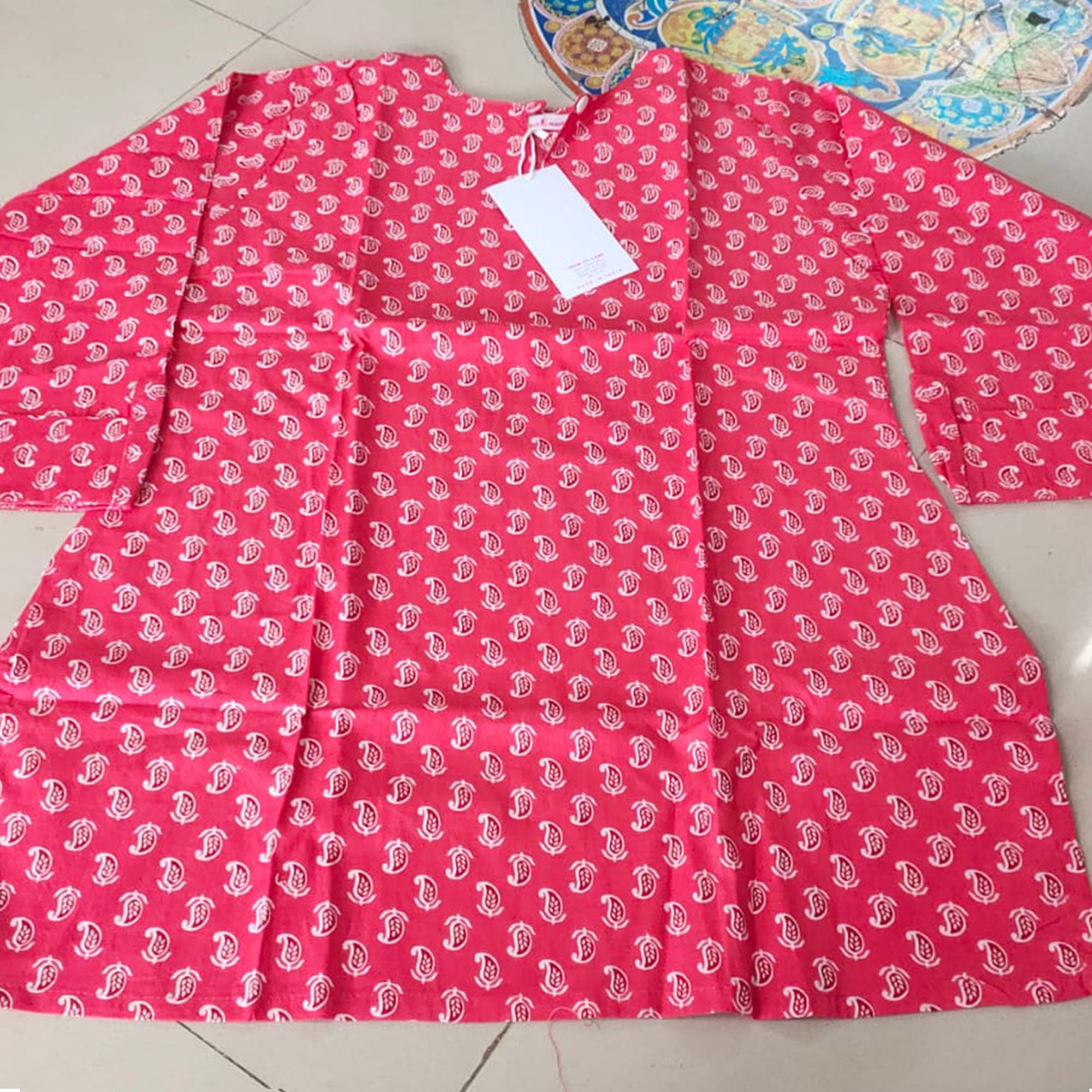 Pink Printed Pure Cotton Top