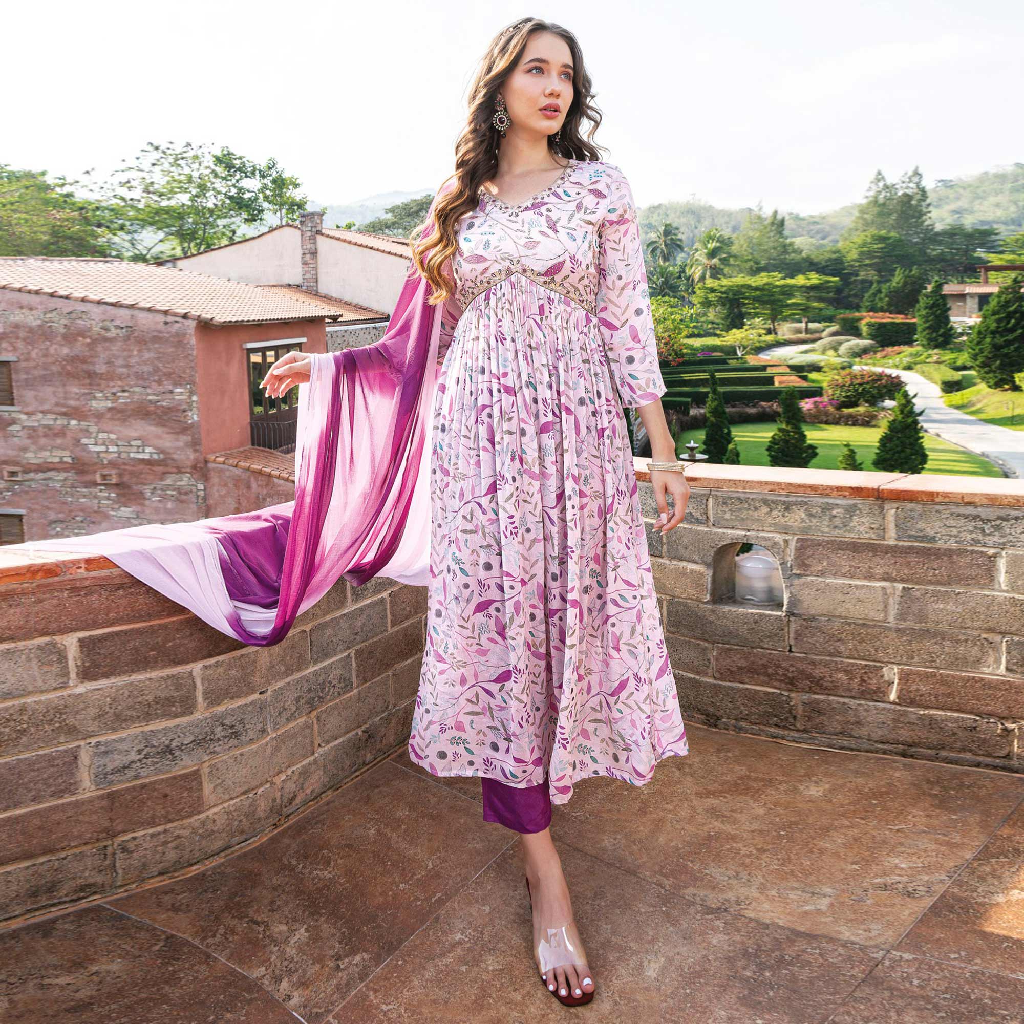 alia cut dress design Purple Elegant Alia Cut Gown