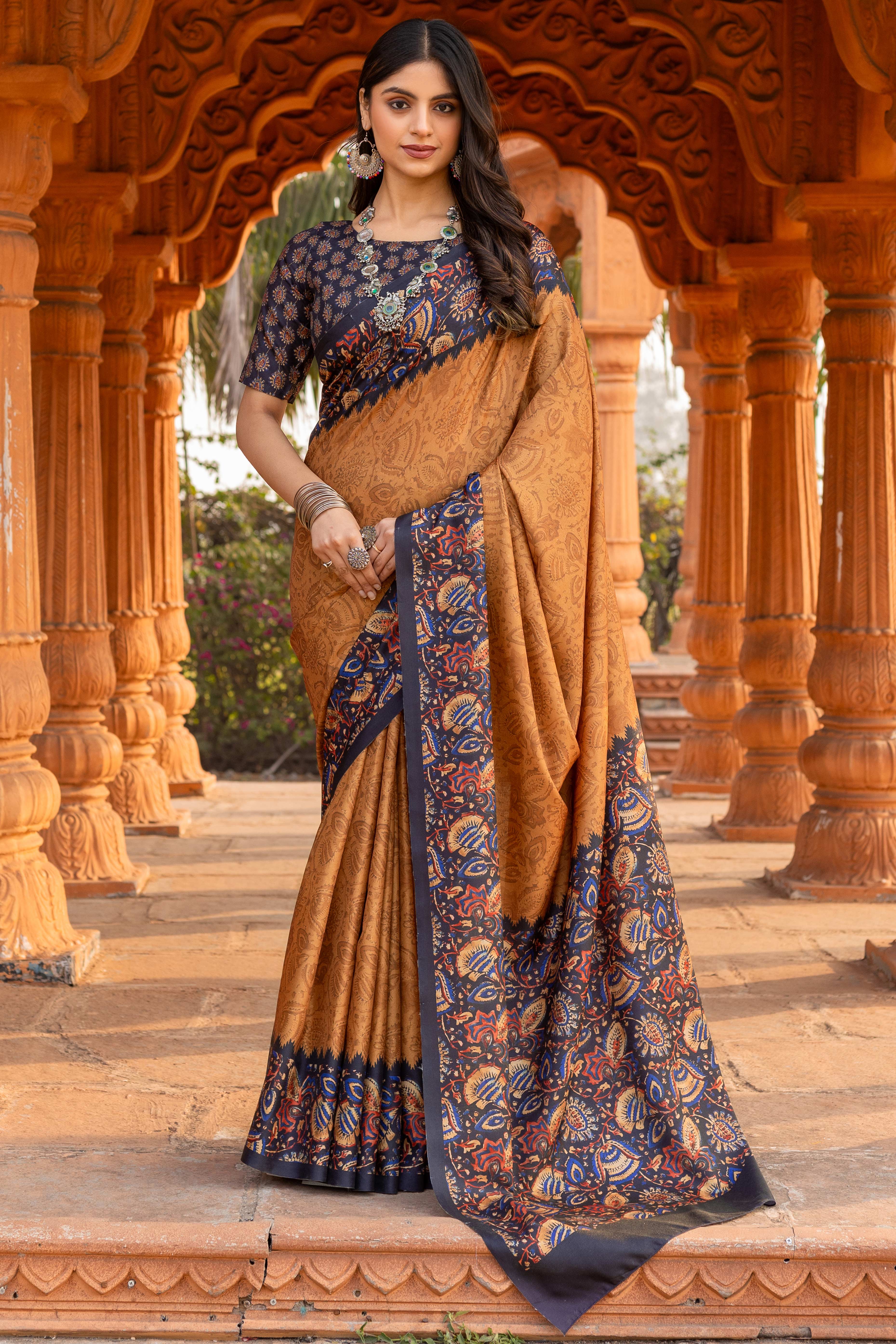 Graceful Mustard Floral Printed Manipuri Cotton Silk Saree Showcasing Timeless Elegance