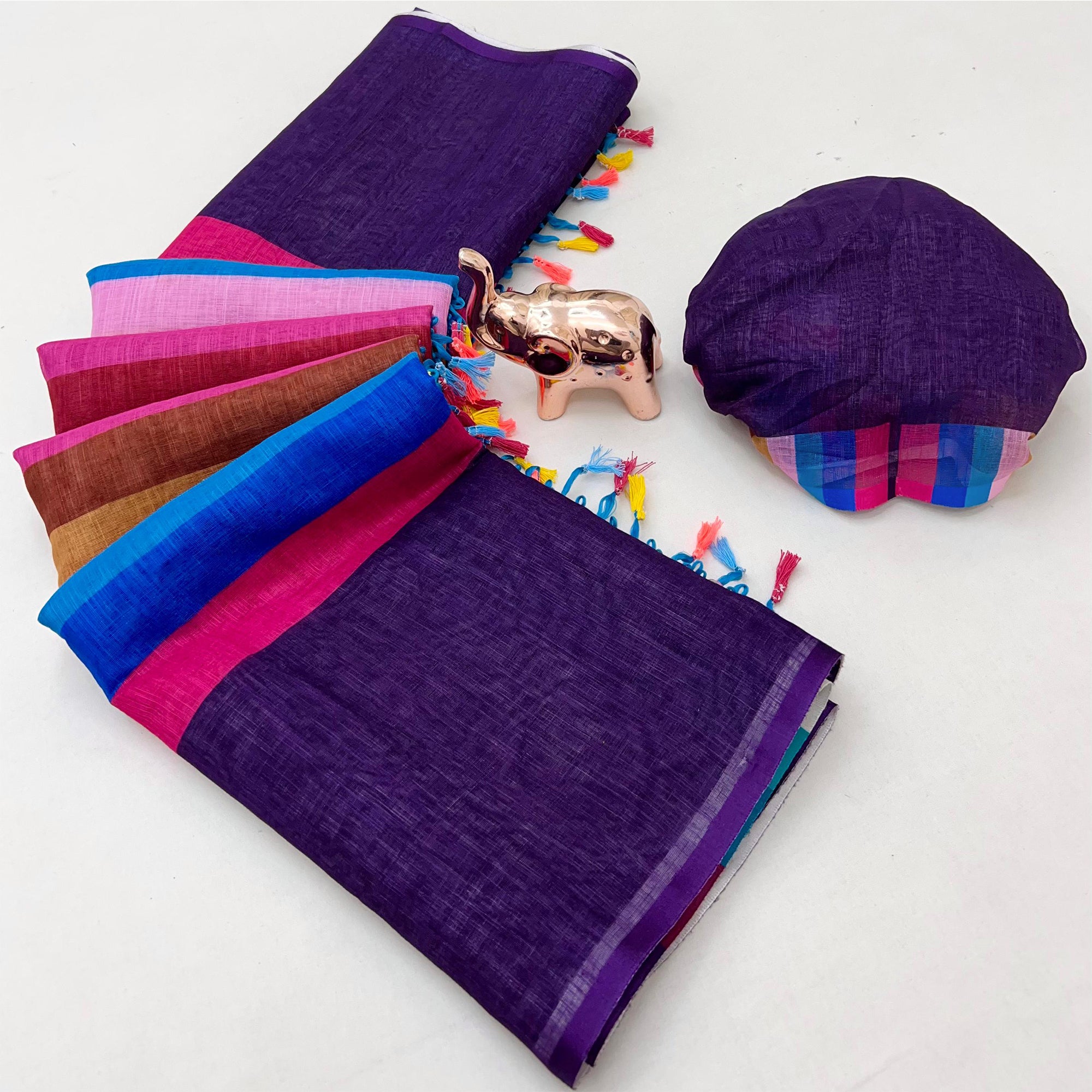 Soft & Comfortable Purple Linen Saree with Modern Printed Styling