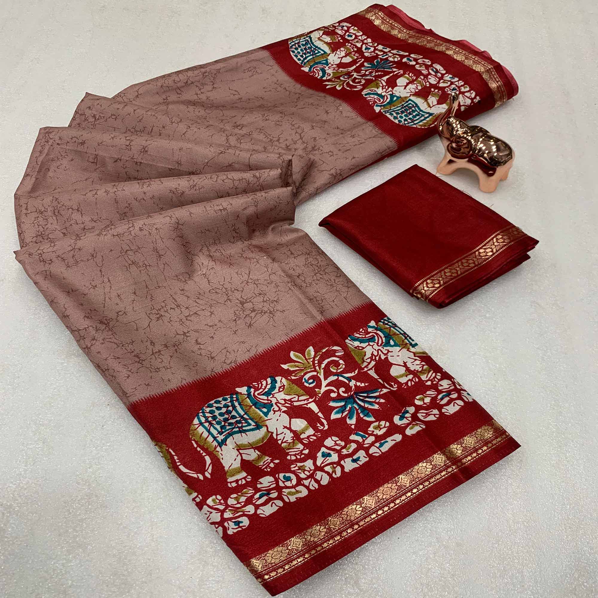 Mauve Dola Silk Saree With Abstract Patterns And Kalamkari Pallu Art