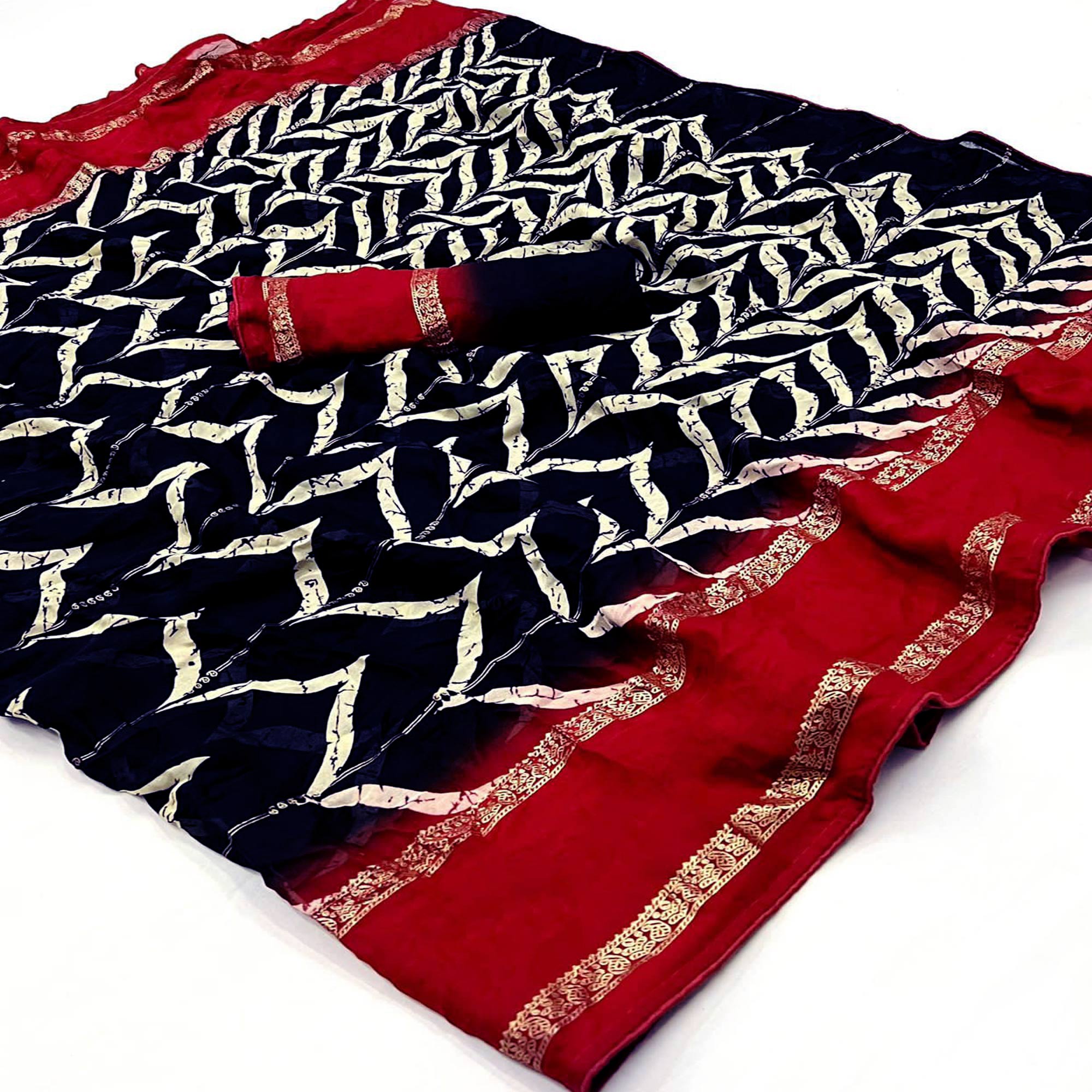 Blue Printed Georgette Saree