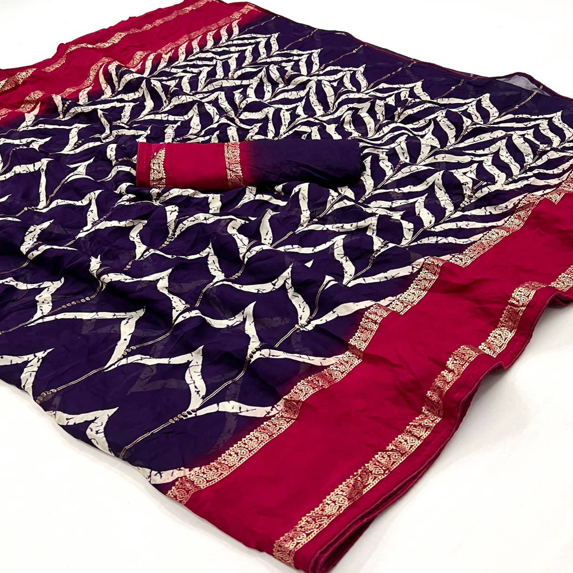 Purple Printed Georgette Saree