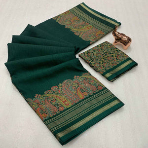 Traditional Green Kashmiri Printed Silk Blend Saree