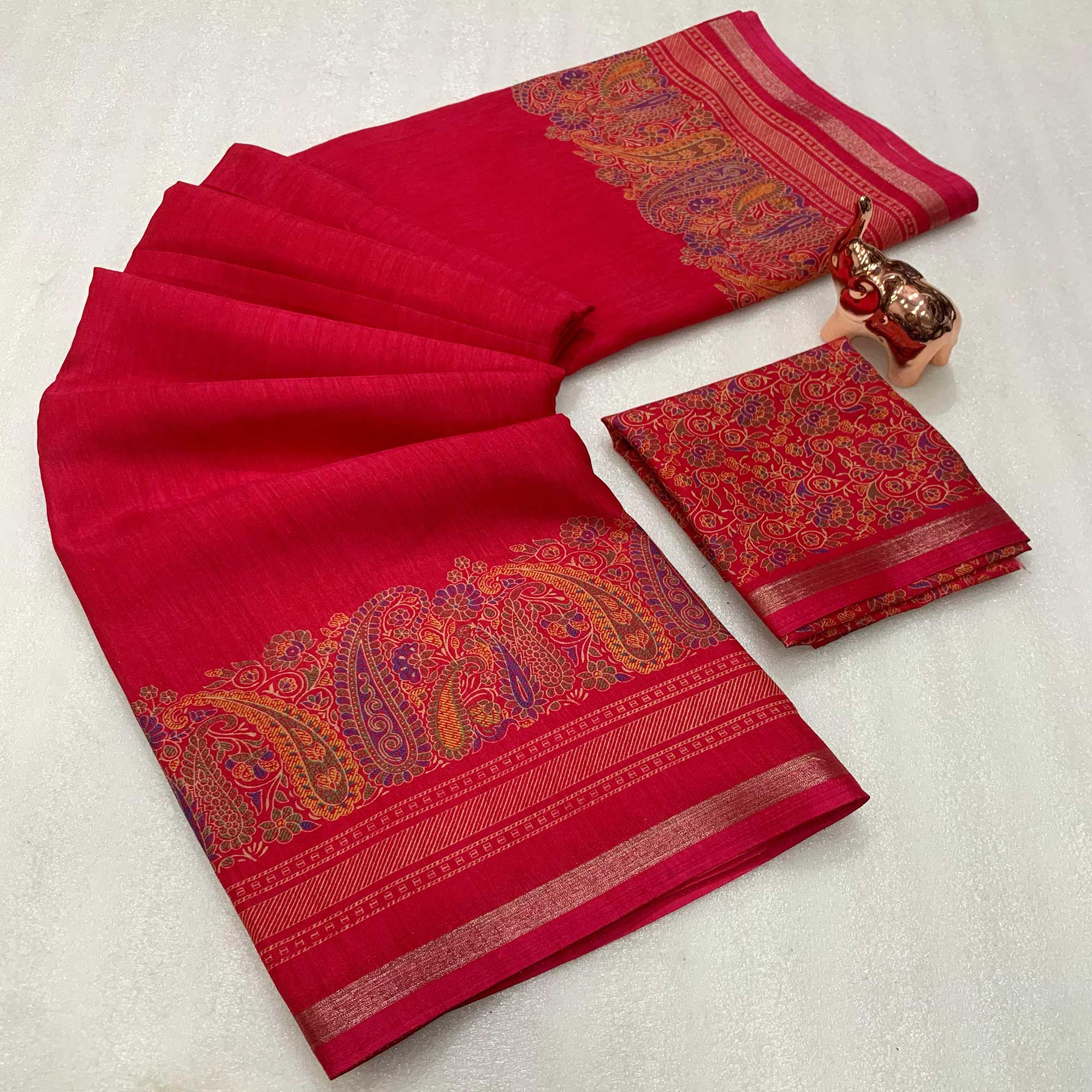 Traditional Pink Kashmiri Printed Silk Blend Saree