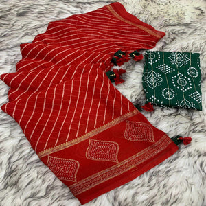 Red Leheriya Printed Georgette Saree