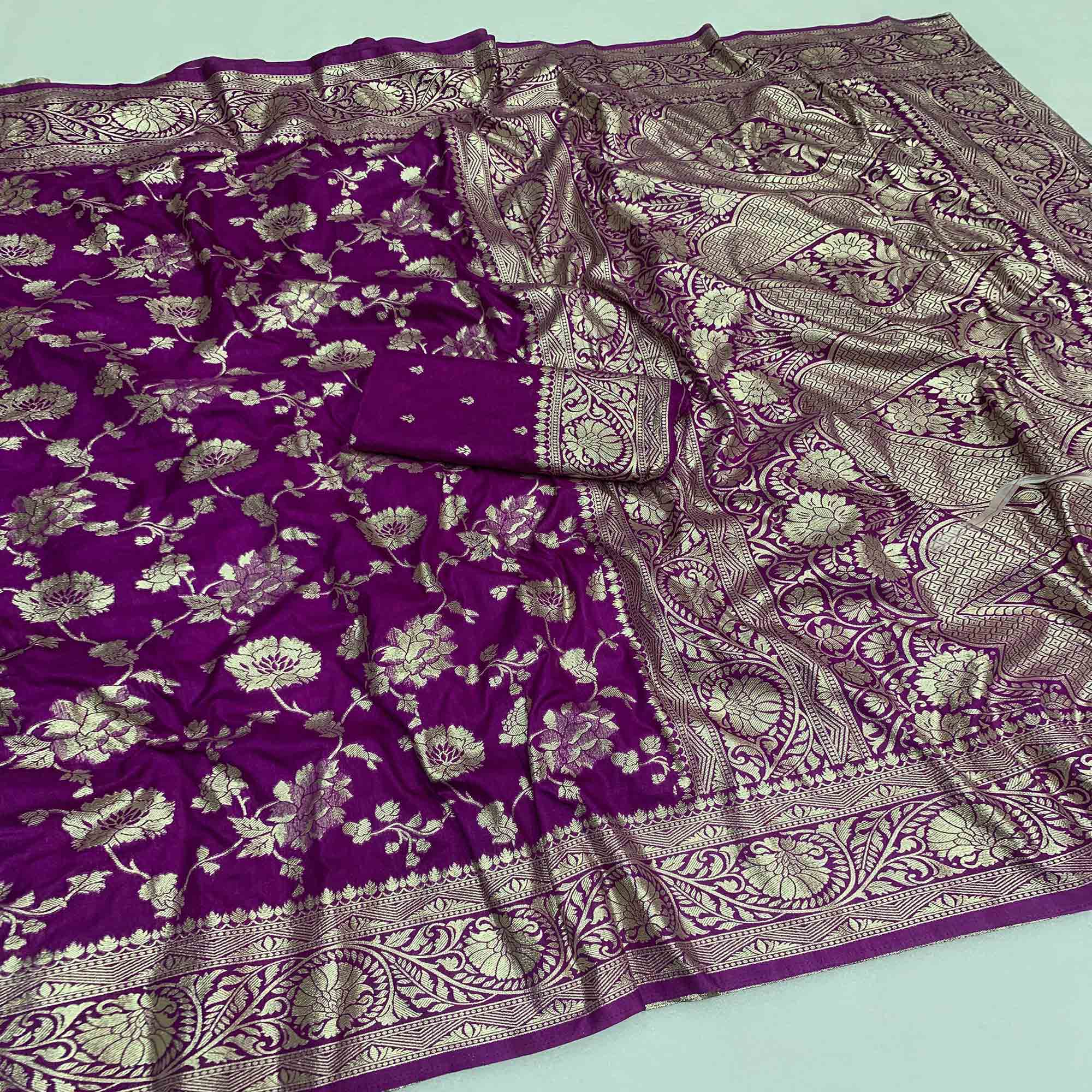 Purple Zari Woven Dola Silk Saree