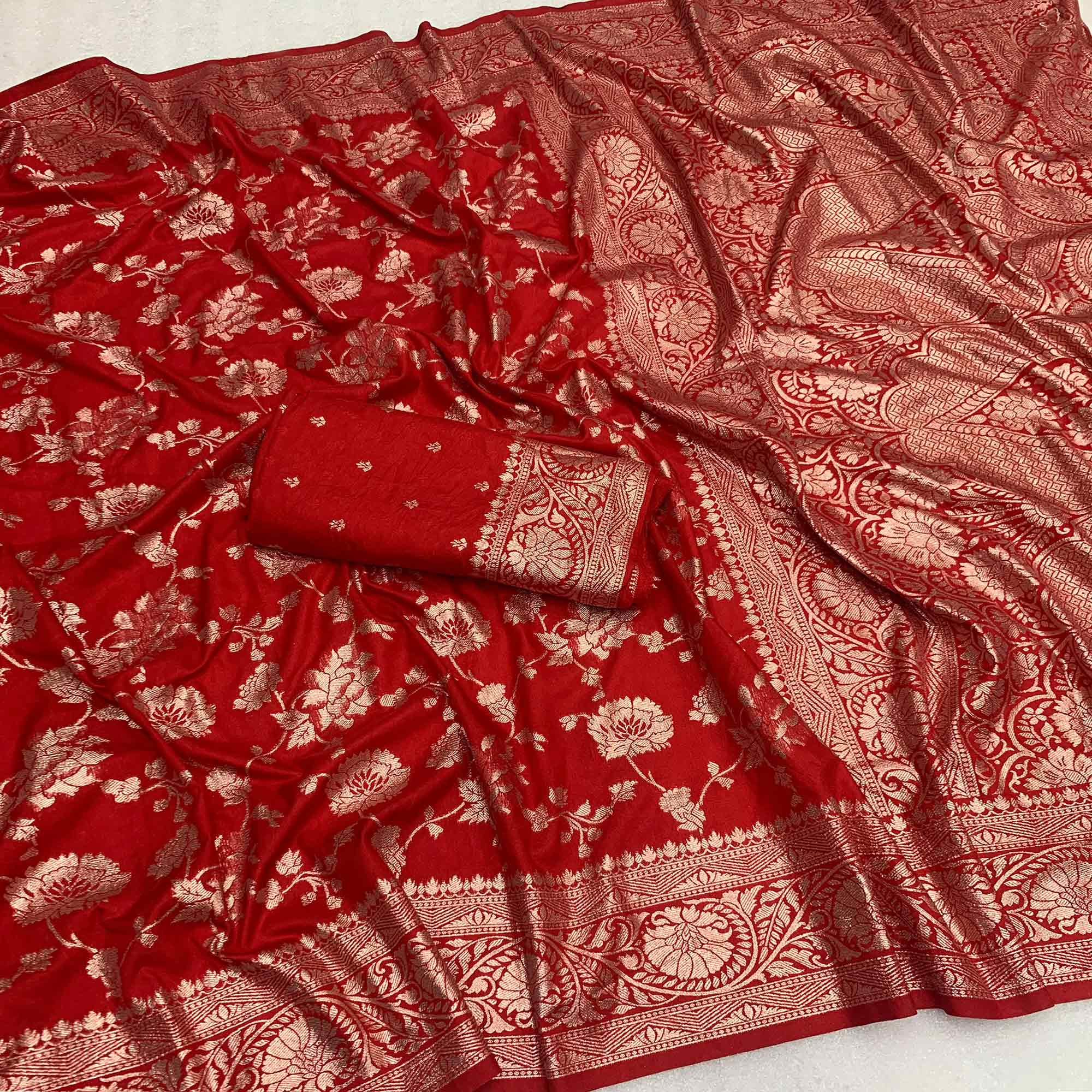 Red Zari Woven Dola Silk Saree