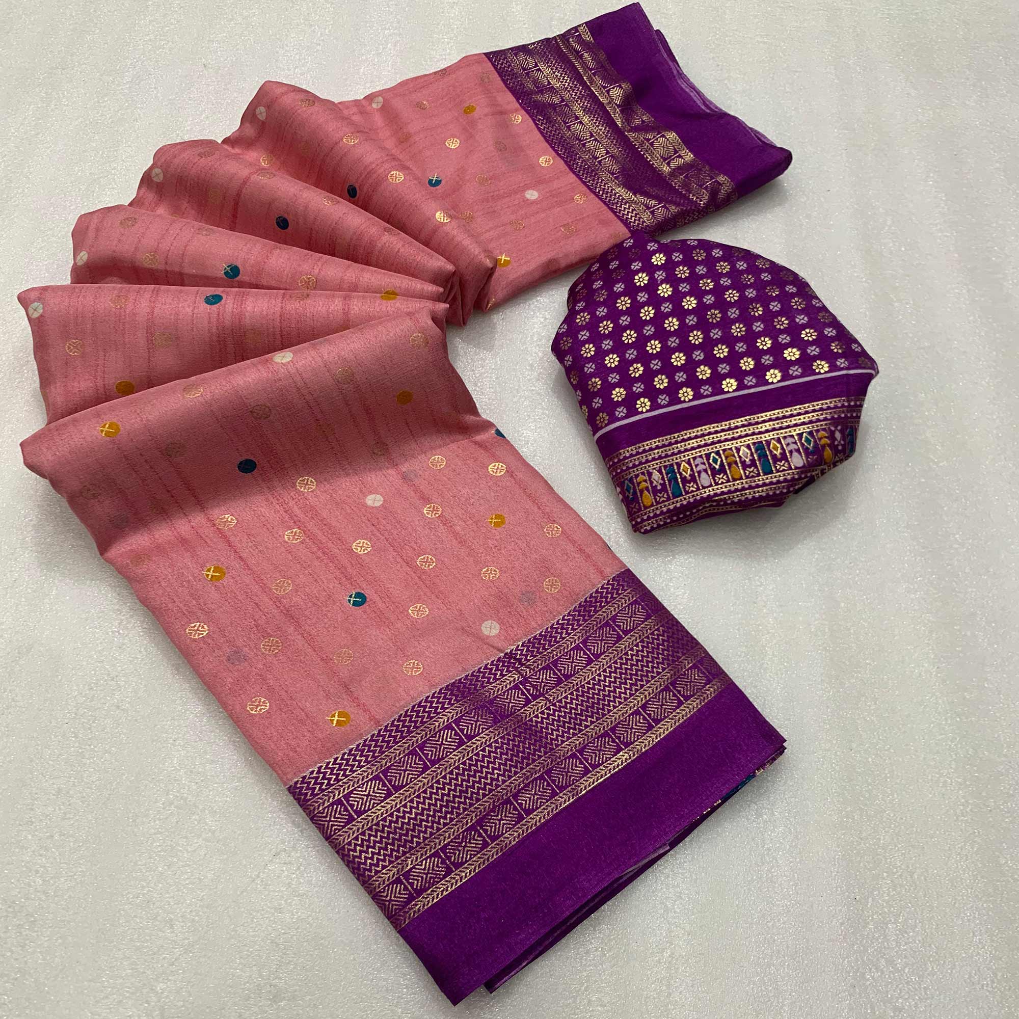 Peach Patola Printed Dola Silk Saree