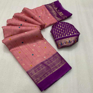 Peach Patola Printed Dola Silk Saree