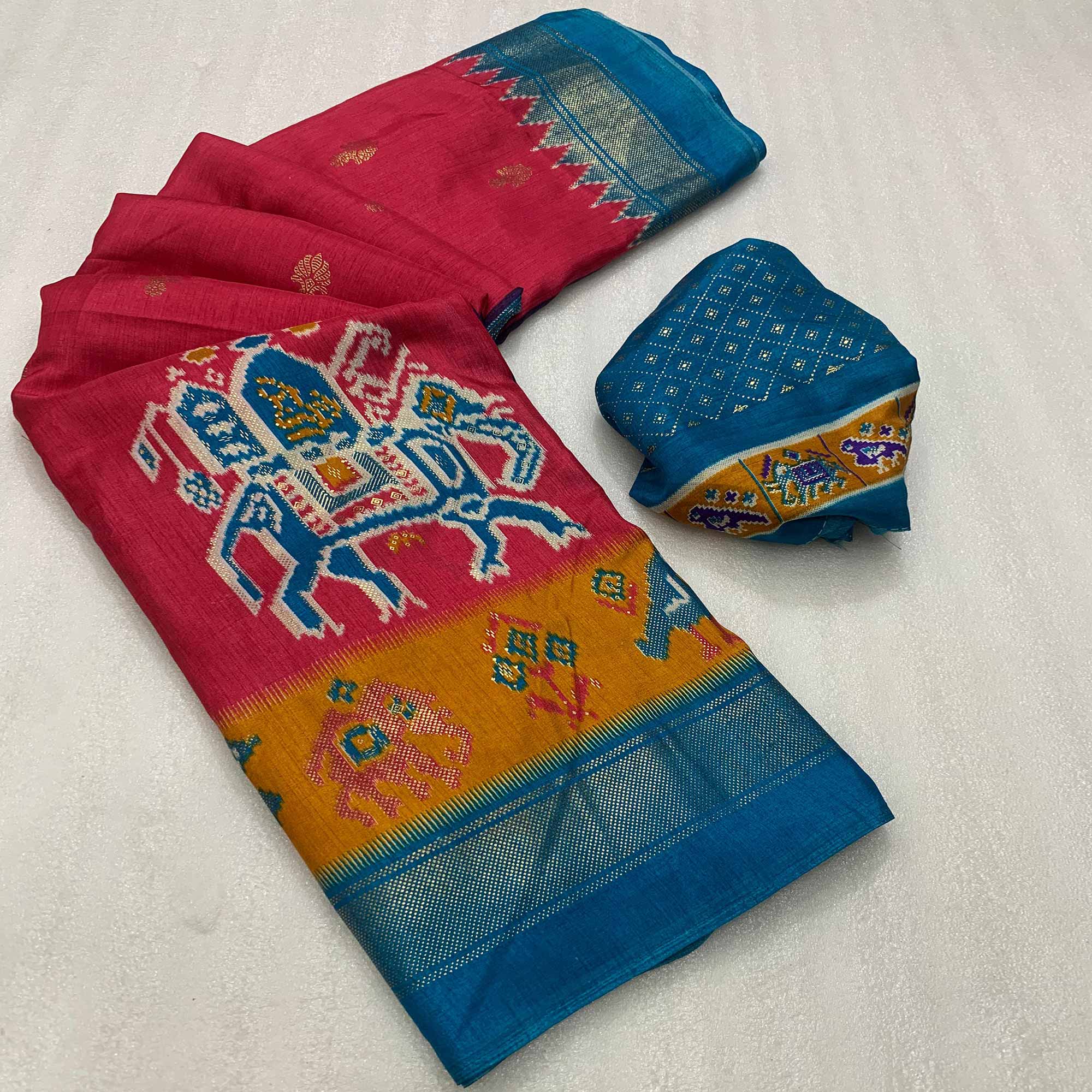 Pink Patola Printed Dola Silk Saree