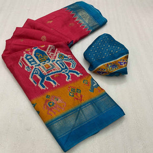 Pink Patola Printed Dola Silk Saree