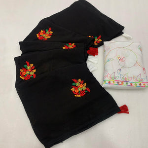 Black Floral Embroidered Georgette Saree