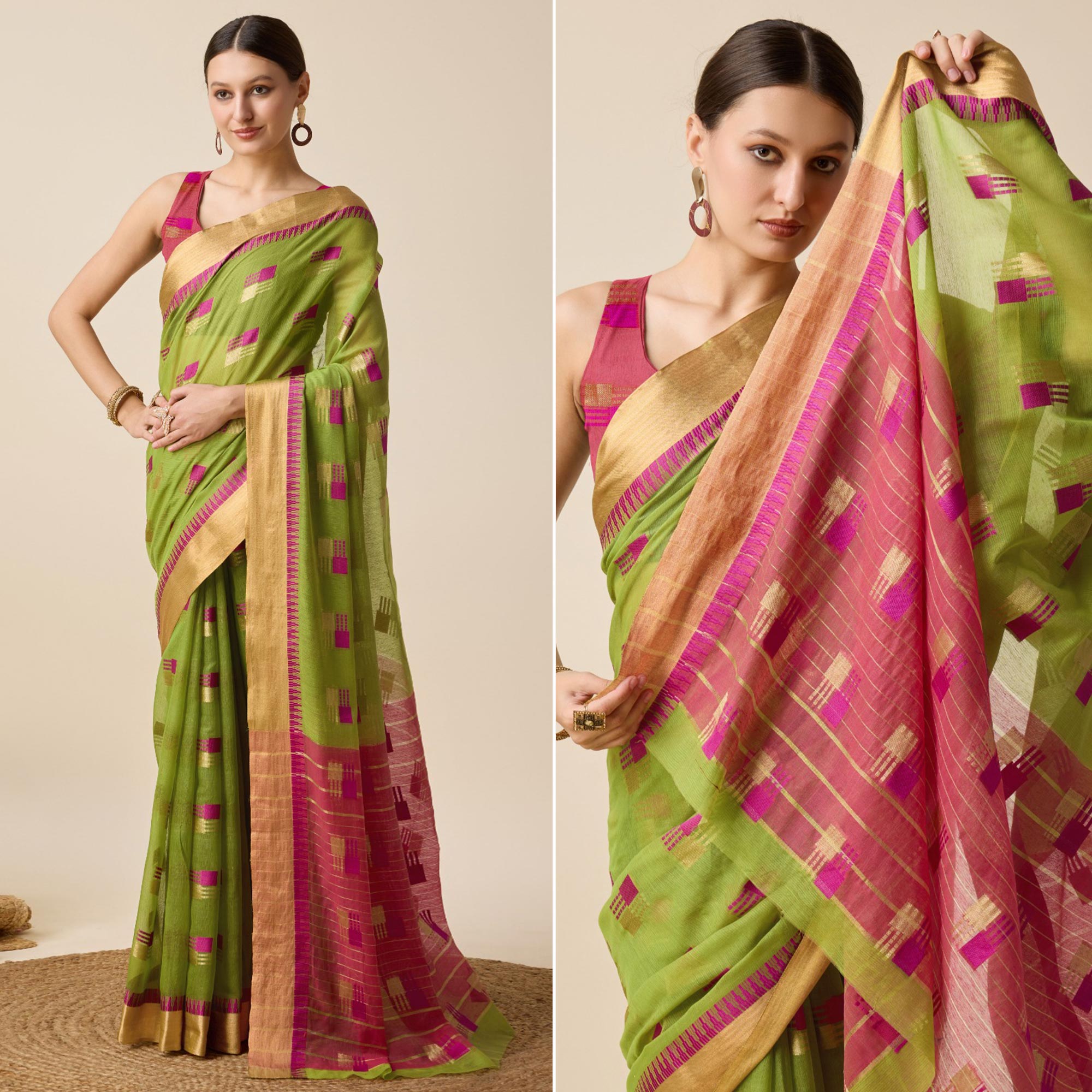 Green Zari Woven Cotton Silk Saree
