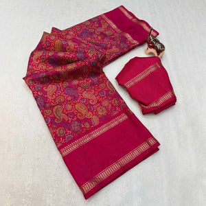 Gorgeous Pink Soft Silk Blend Saree Featuring Classic Paisley Prints for Elegant Occasions