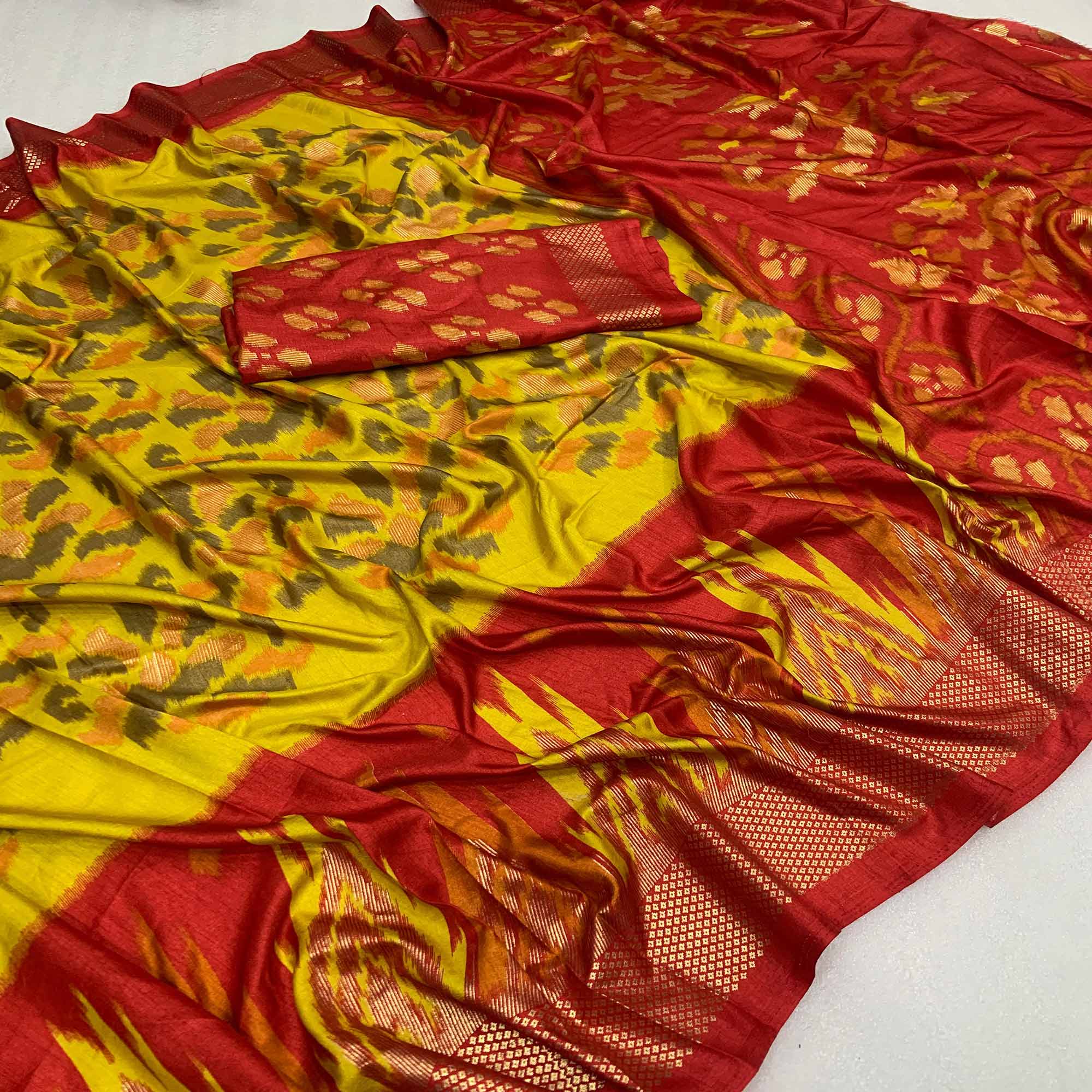 Yellow Patola Printed Dola Silk Saree