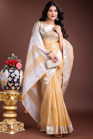 Mauve Pink Organza Saree with Zari Woven Charm