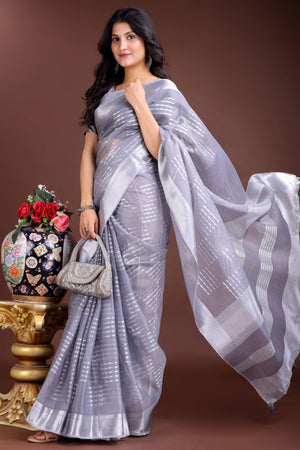 Sea Green Organza Saree with Zari Woven Sophistication