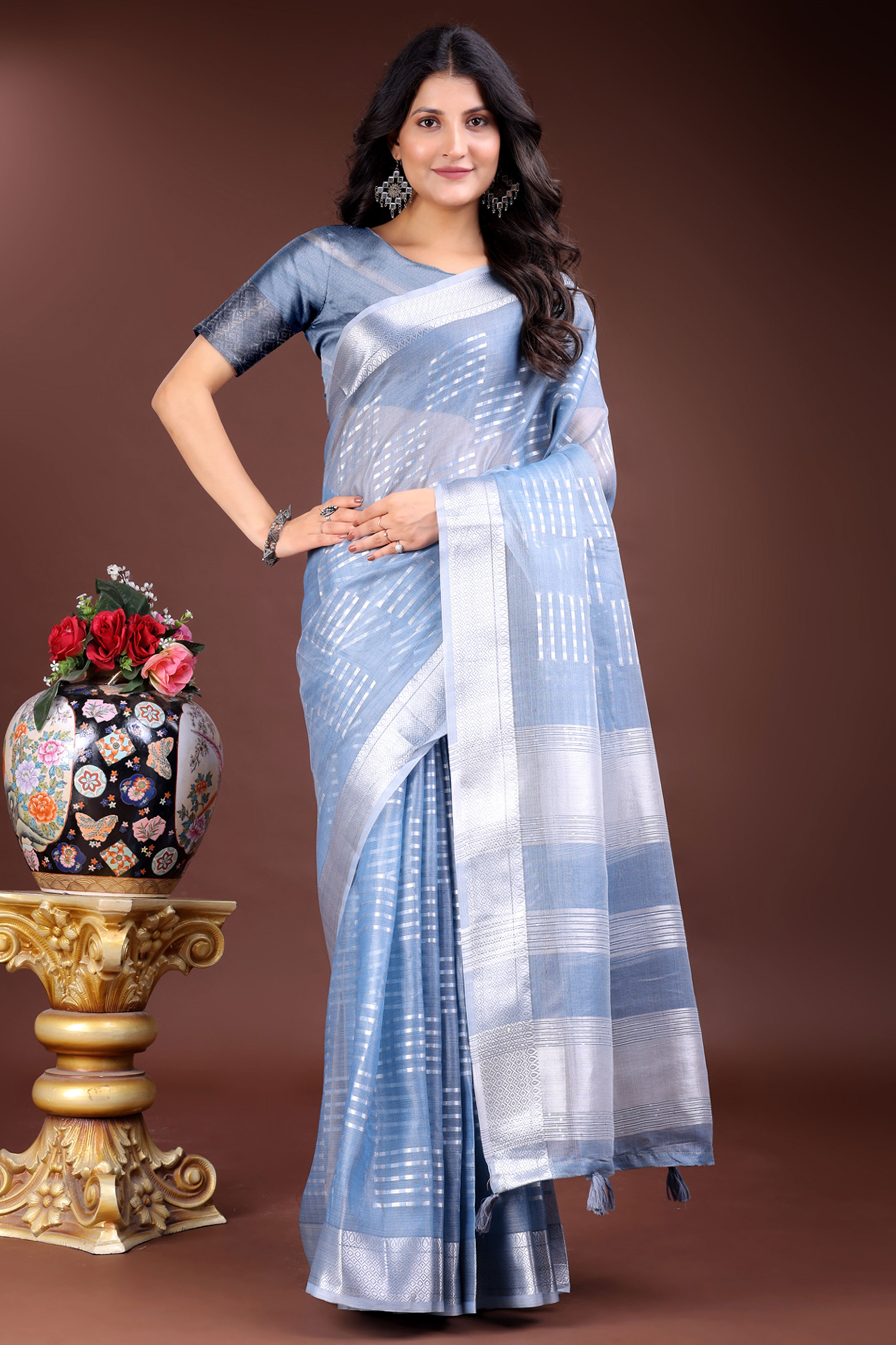 Yellow Organza Saree with Zari Woven Grace