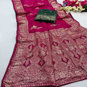 Pink Traditional Muslin Soft Saree Featuring Luxurious Meenakari Zari Patterns