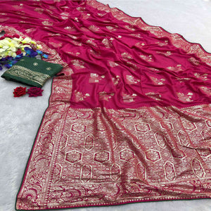 Pink Elegant Soft Muslin Saree with Fine Meenakari Zari Woven Motifs