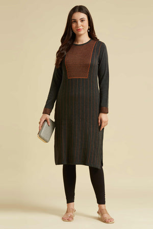 Grey Woolen Straight Kurti