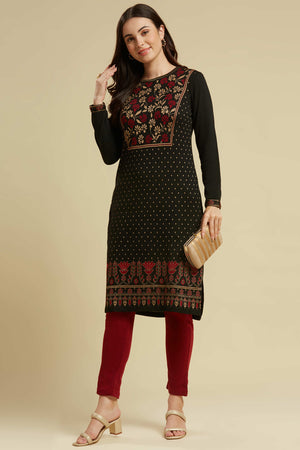 Black Woolen Straight Kurti