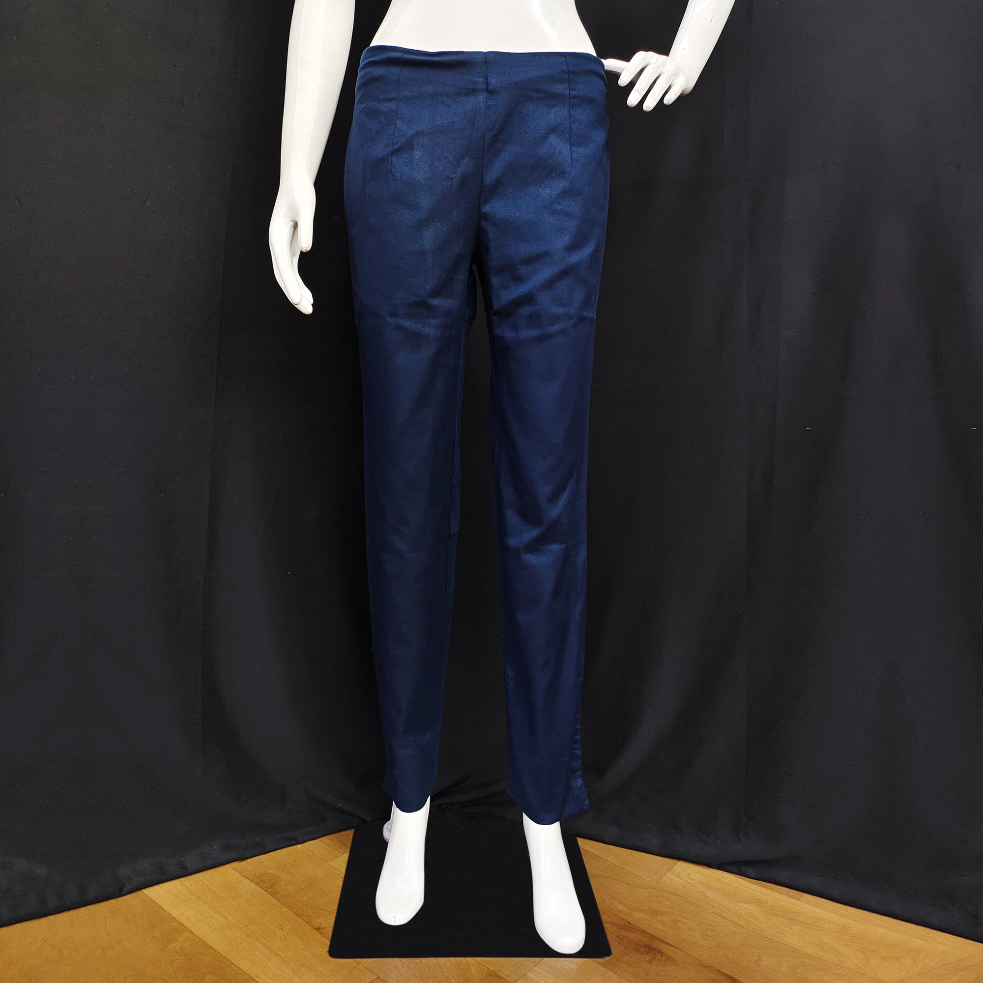 Navy Blue Solid Pure Cotton Pant