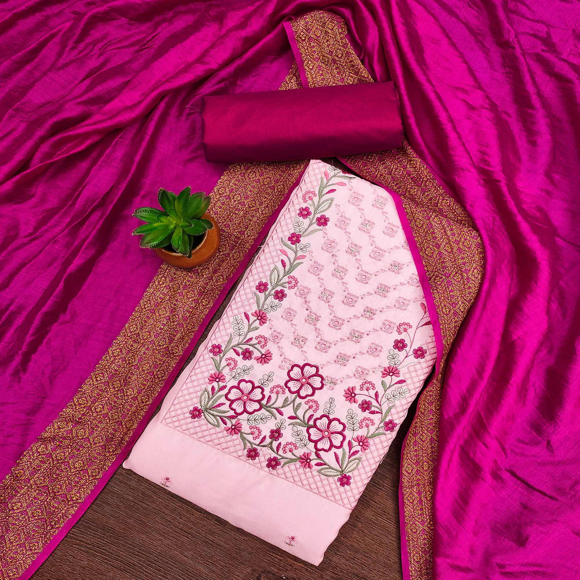 light pink dress material Light Pink Dress Material Light Pink Casual Wear Printed Cotton Dress Material
