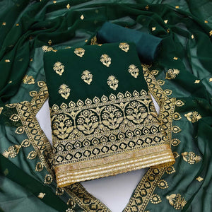 Green Floral Embroidered Georgette Dress Material