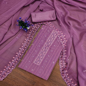 Light Purple Sequins Embroidered Georgette Dress Material