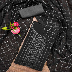 Black Sequins Embroidered Georgette Dress Material