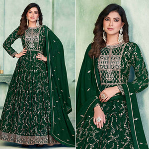 Green Embroidered Georgette Semi Stitched Anarkali Suit