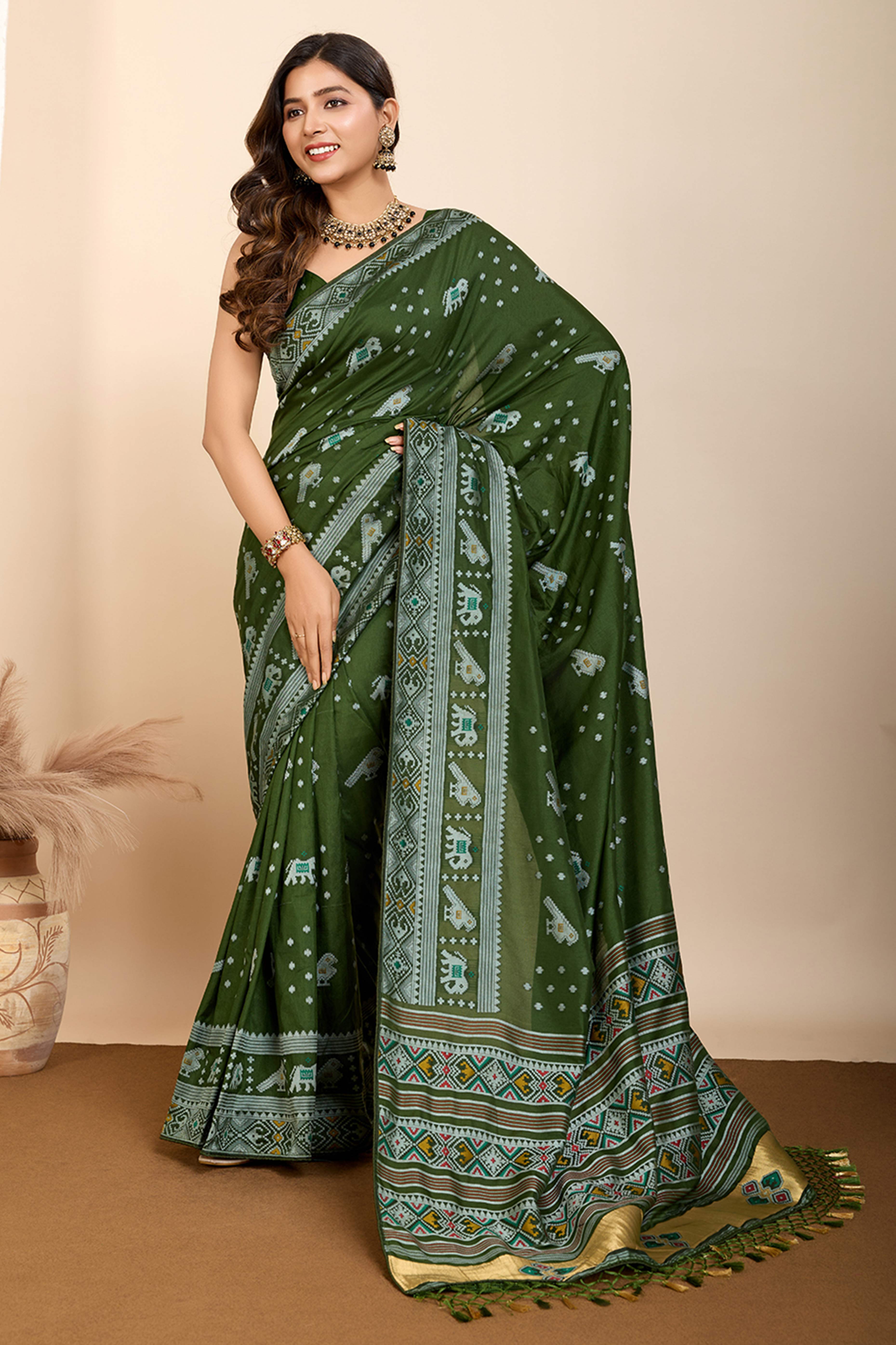 Green Minakari Weaving Pure Silk Saree