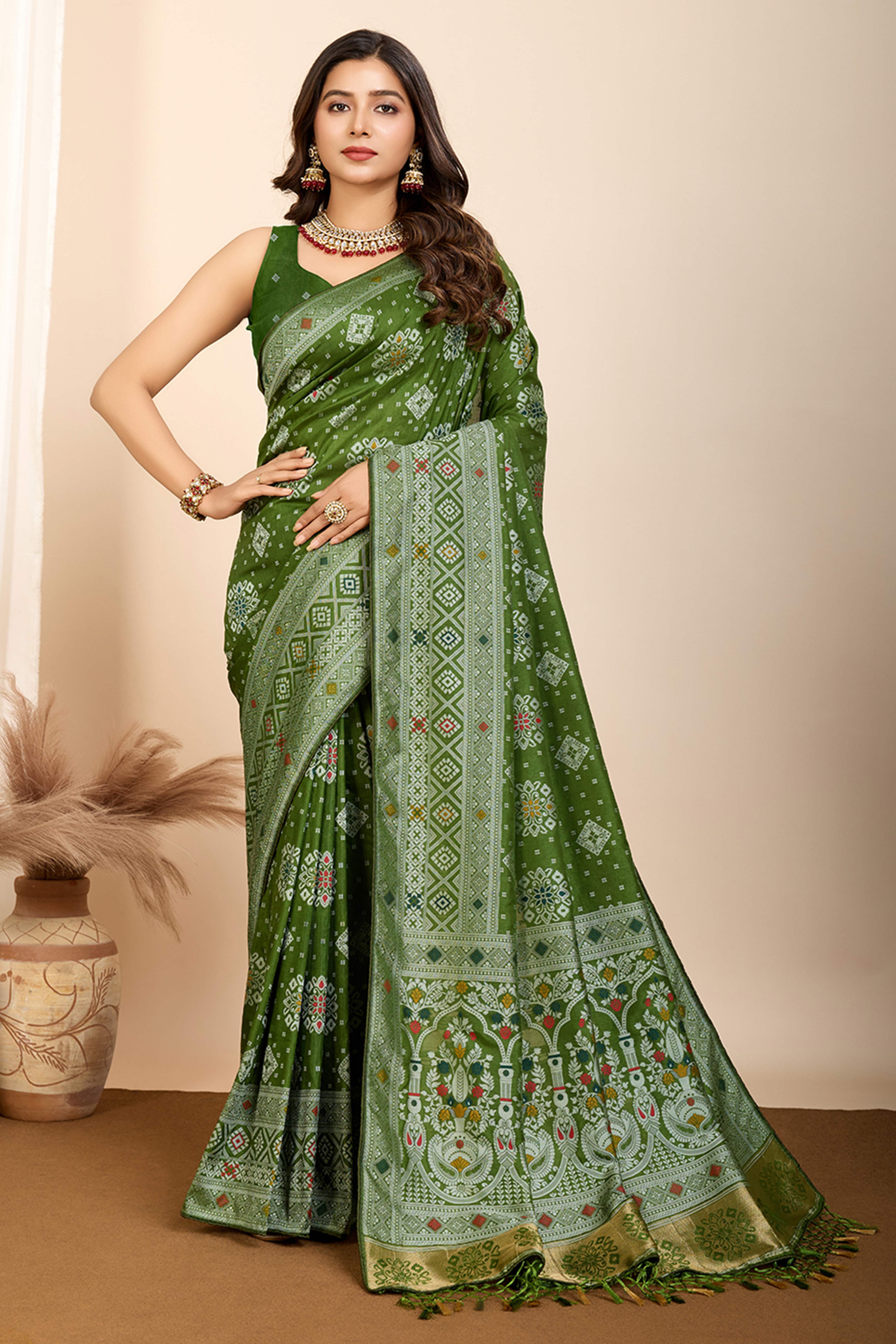 Green Minakari Weaving Pure Silk Saree