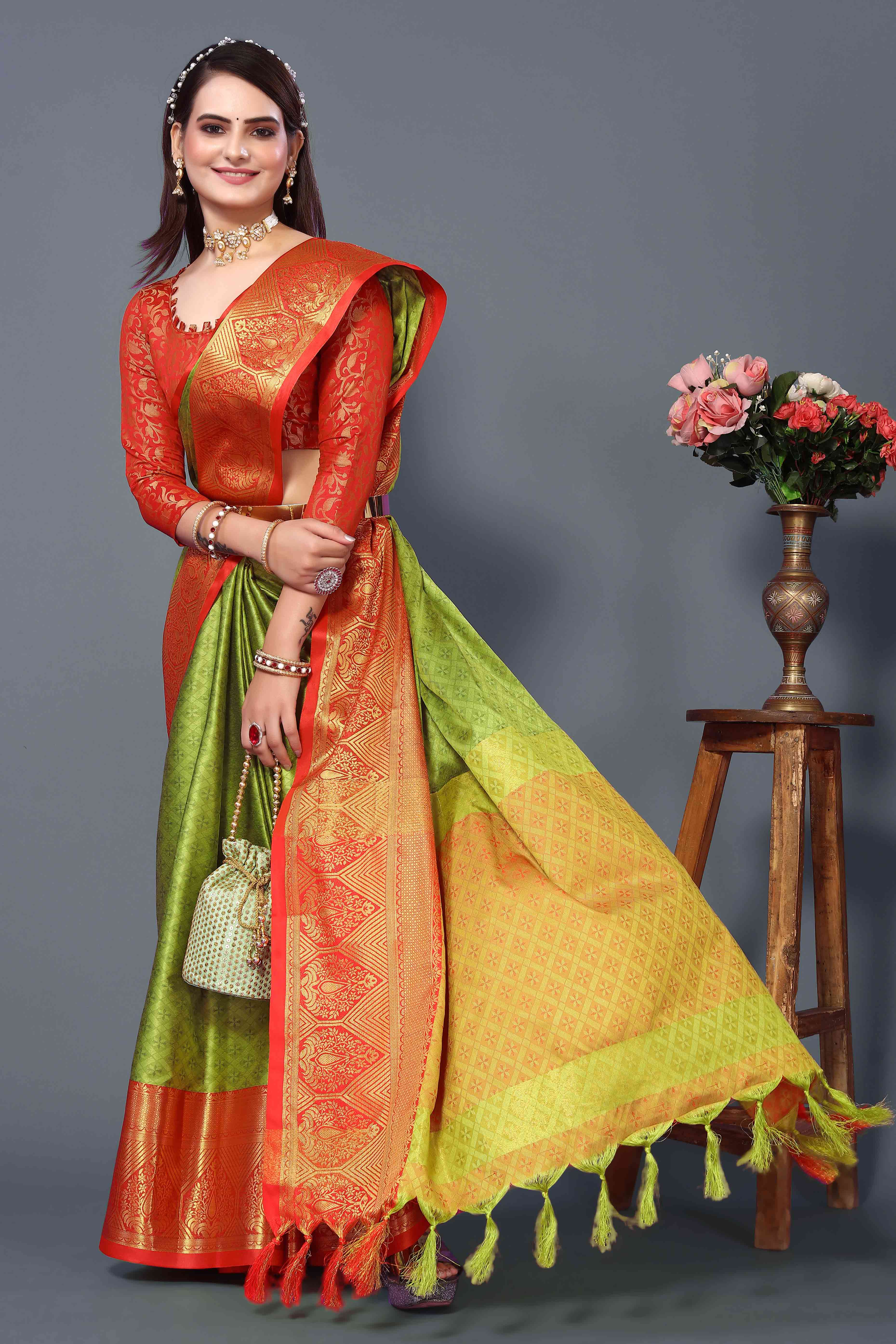 Green Zari Weaving Cotton Silk Saree