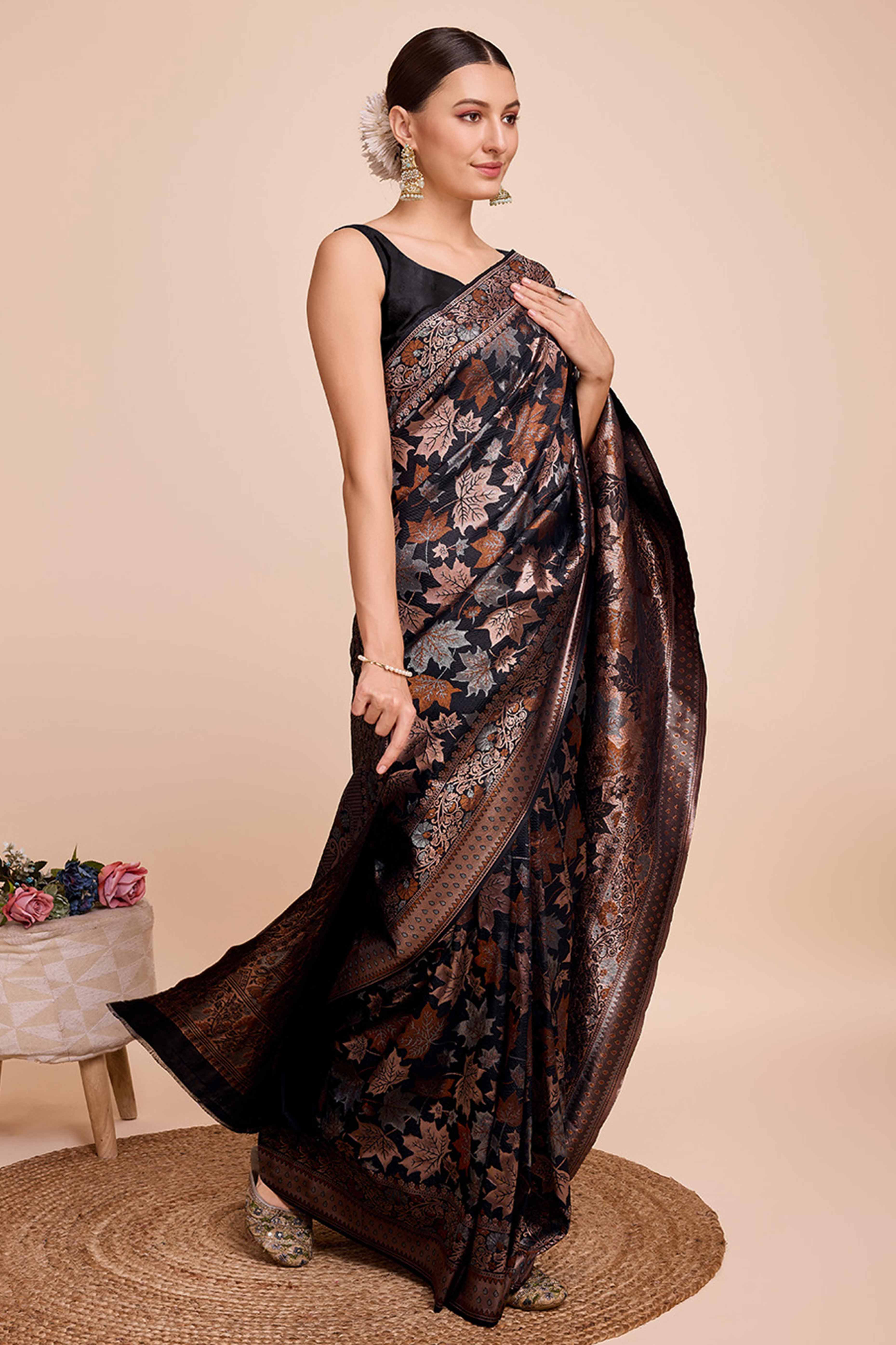 Black Zari Weaving Pure Silk Saree
