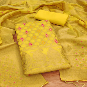 Yellow Woven Chanderi Dress Material