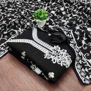 Black Floral Sequins Embroidered Georgette Dress Material