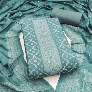 Banarasi Inspired Teal Jacquard Fabric for Elegant Ensembles