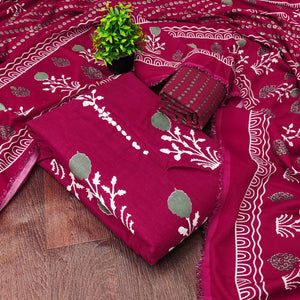 Pink Cotton Blend Dress Material Designed With Beautiful Floral Prints