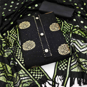 Black Woven Jacquard Dress Material