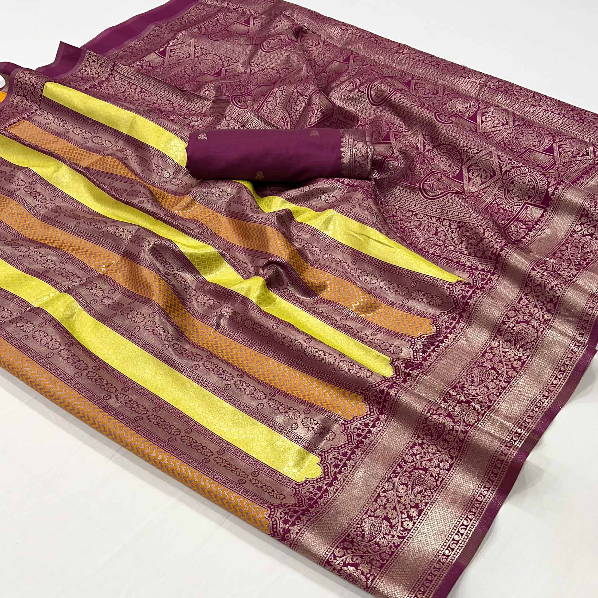 Maroon Zari Weaving Kanjivaram Silk Saree