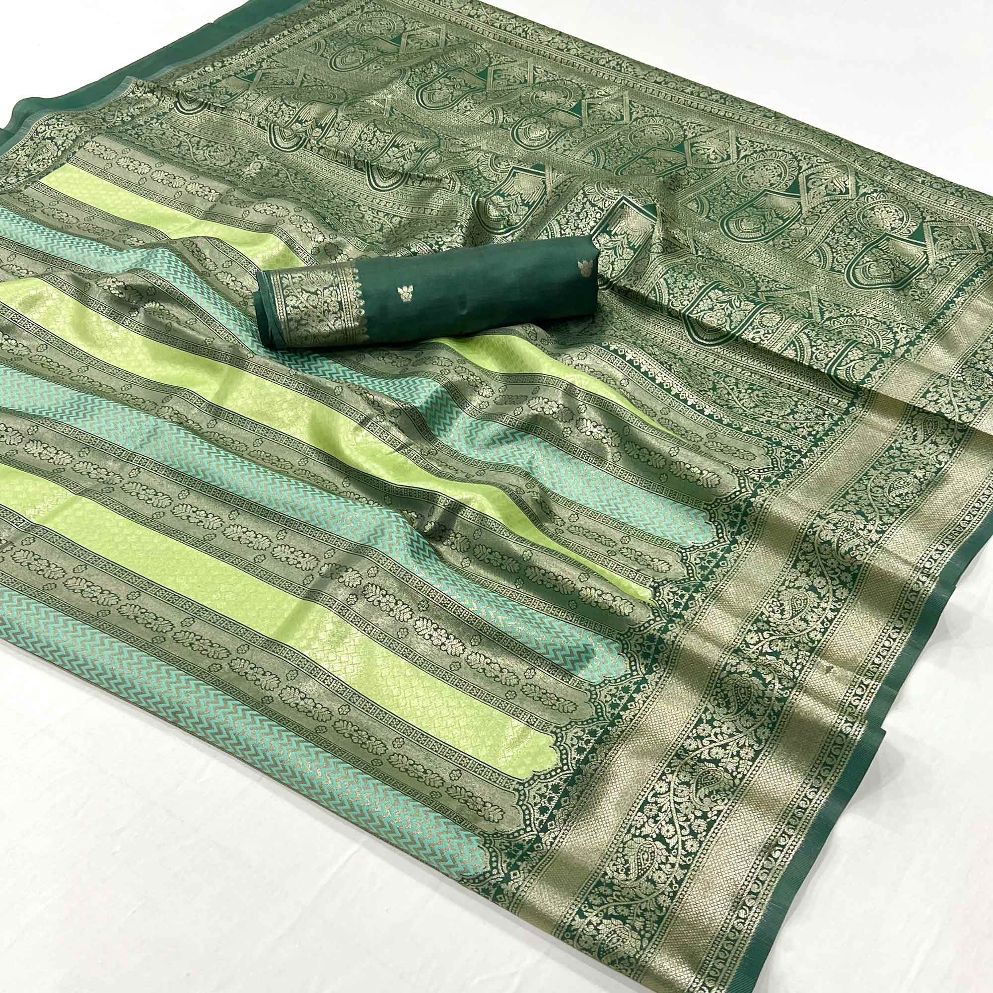 Mineral Green Zari Weaving Kanjivaram Silk Saree