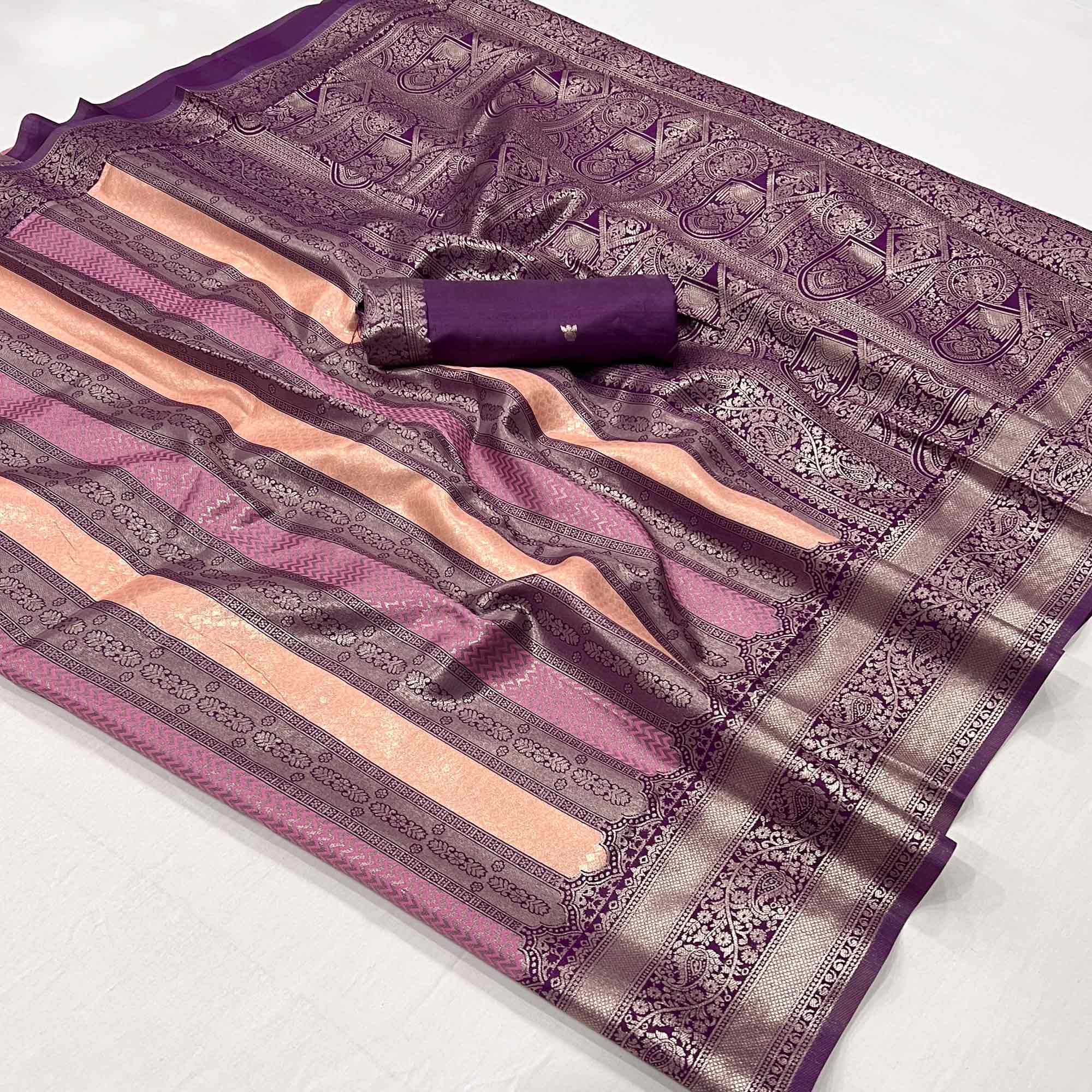 Plum Purple Zari Weaving Kanjivaram Silk Saree