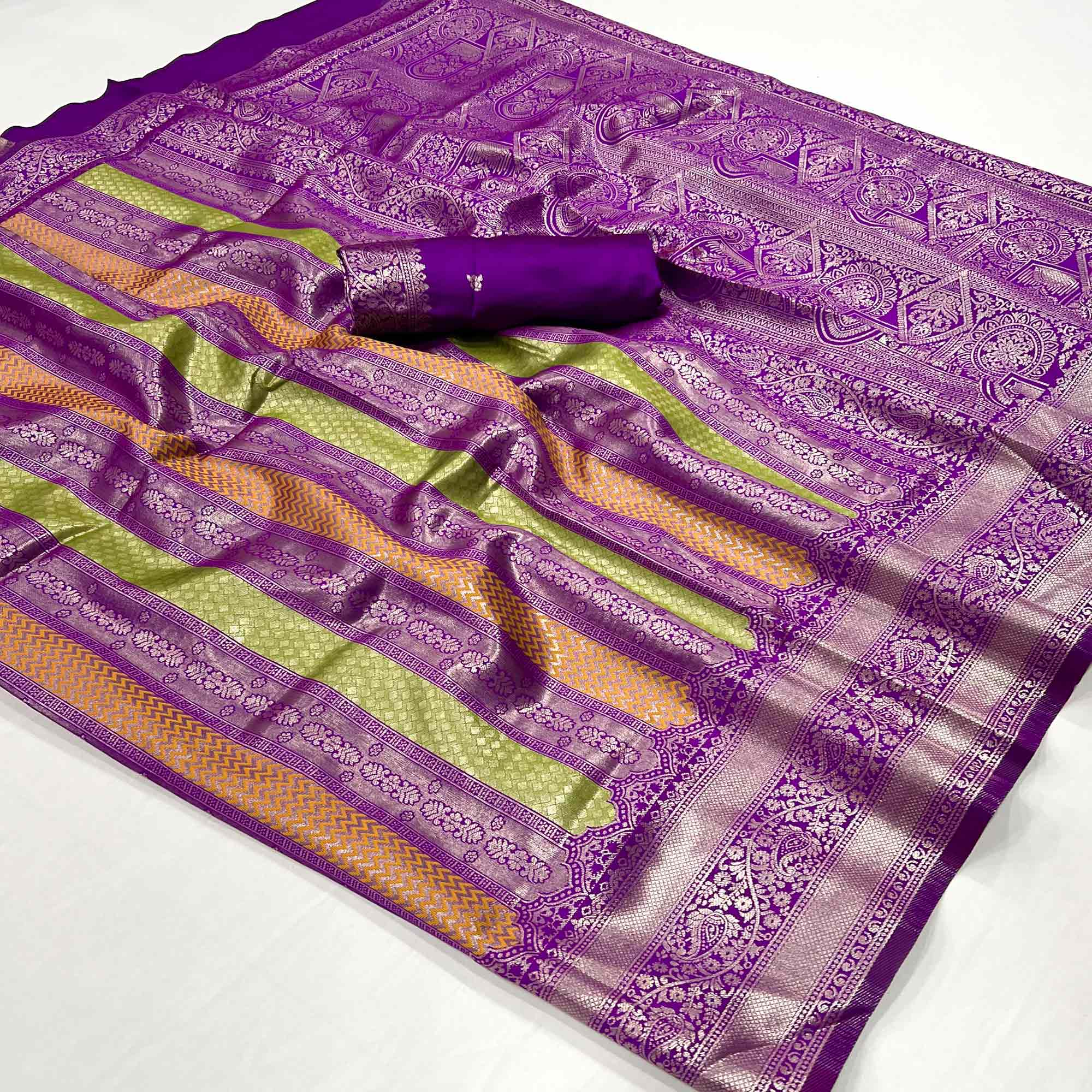 Violet Zari Weaving Kanjivaram Silk Saree