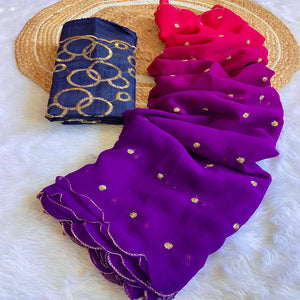 Purple & Pink Sequins Embroidered Georgette Saree