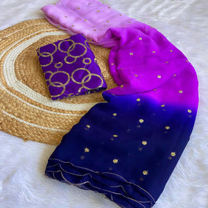 Multicolor Sequins Embroidered Georgette Saree