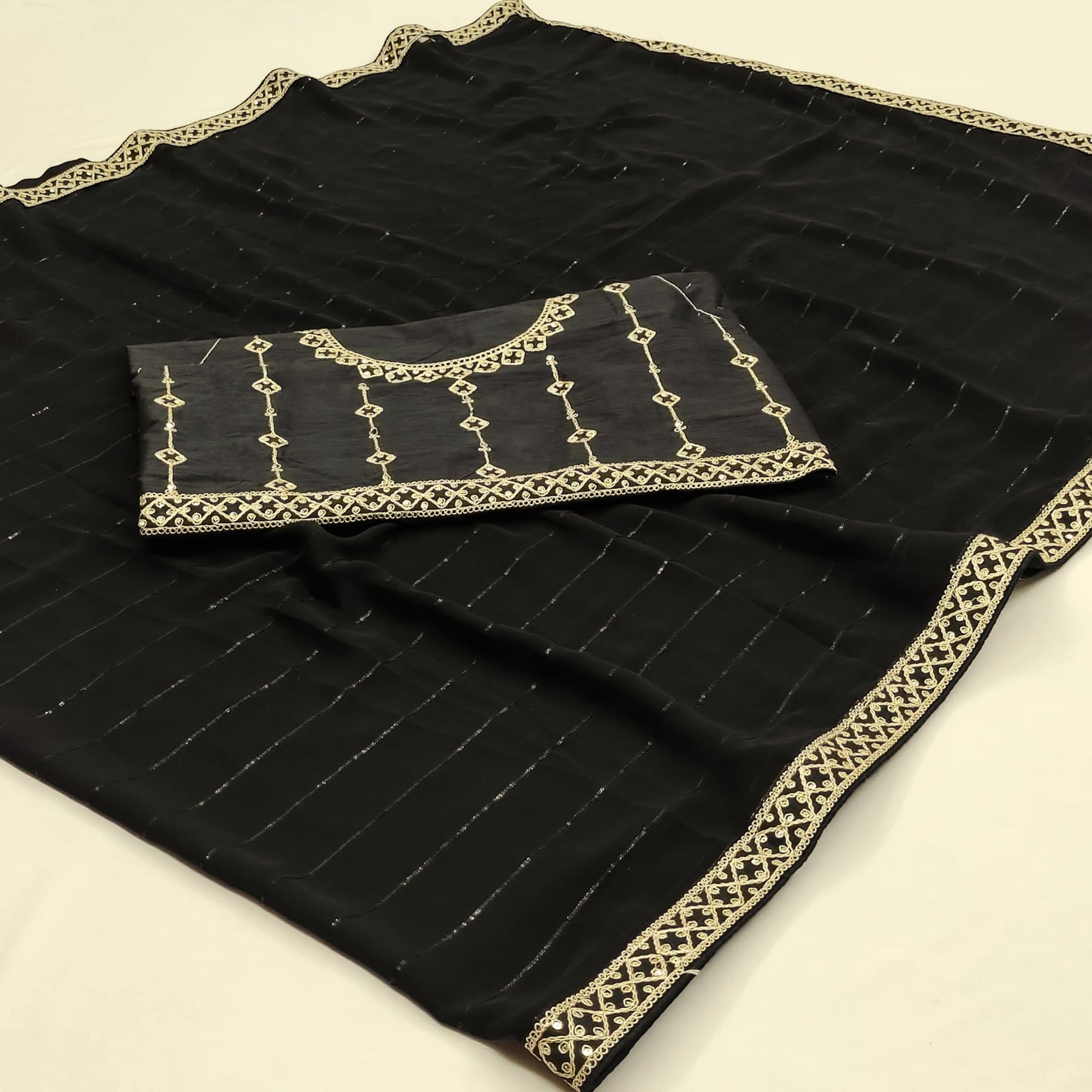 Black Embroidered Georgette Saree